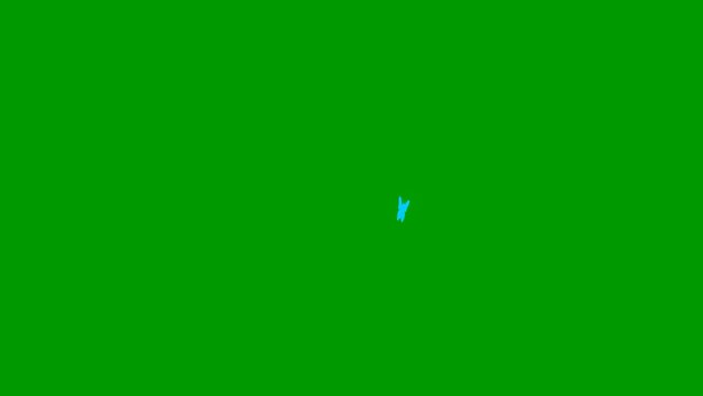 Animated blue butterfly flies. Looped video. Summer and spring concept. Vector illustration isolated on green background.
