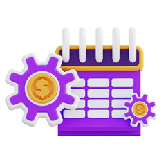 3d illustration money circulation calendar