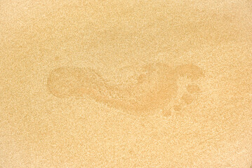 Foot print on the beach sand 
