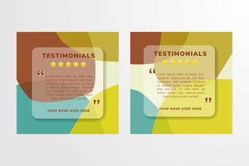 Customer feedback review testimonial social media post web banner template. client testimonials banners design template. abstract shape white pastel colors. transparency white for place editable text.