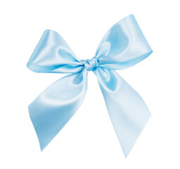 Blue bow on white background, isolate