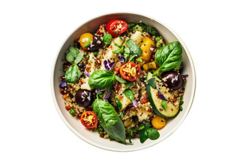 Fototapeta Vegan quinoa salad on isolated transparent background, png. Generative AI obraz