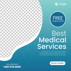 Healthcare banner or square flyer social media post template