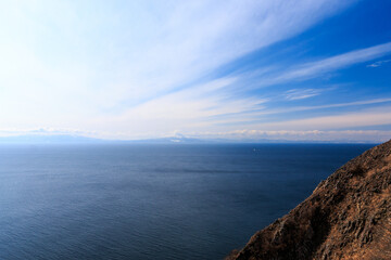 北海道室蘭市、地球岬展望台からの眺め【3月】