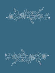 美しい線画のボタニカル背景素材、フレーム、花　シンプル、線画、ナチュラル