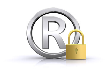 登録商標マークと鍵、商標保護のイメージ