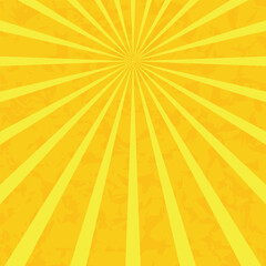 Background with sun rays in yellow tones with texture.Vector illustration.