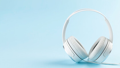 Headphones over blue background