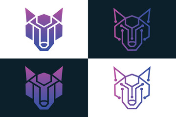wolf tech logo design icon vector template  © ellistya