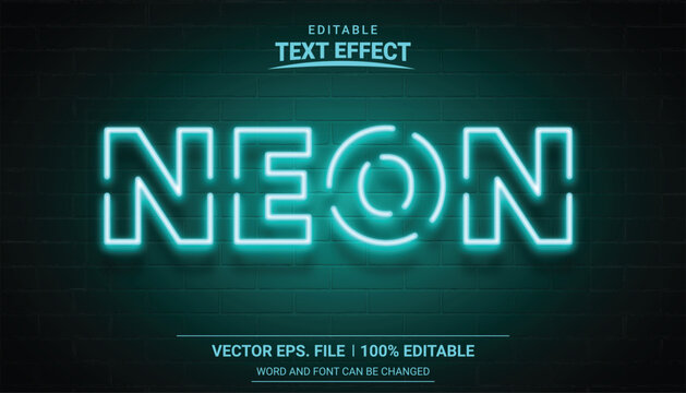 Glowing neon light illustrator vector text effect