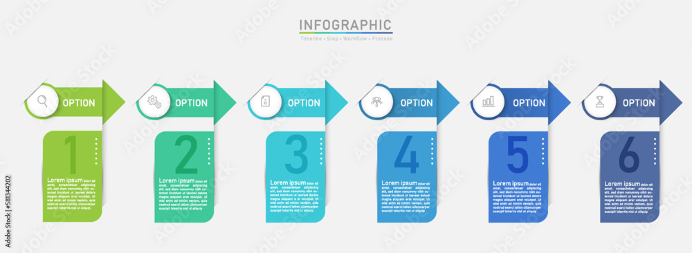 Poster business option infographic template. step workflow number icon presentations. timeline diagram obje