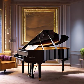 A living room with a piano as the focal point1, Generative AI