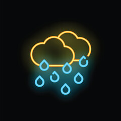 Mental cloud icon outline vector. Stress burnout. Sad overload neon color isolated on black