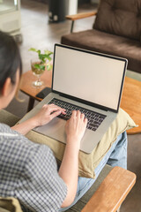 Fototapeta premium Blank screen laptop mockup template.