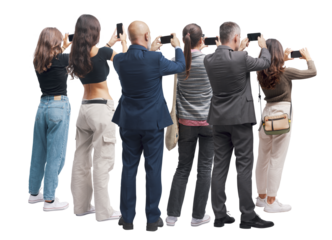 People taking pictures isolated