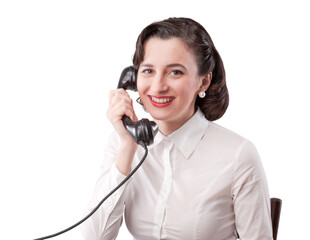Vintage style secretary talking on the phone
