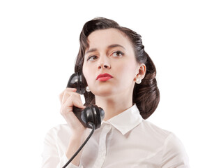 Vintage style secretary talking on the phone