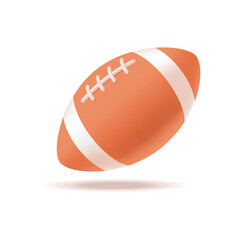 Ball for playing American football 3D illustration. Cartoon drawing of team sports object or equipment in 3D style on white background. Sports, healthy lifestyle, recreation concept