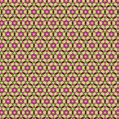 Modern fabric and paper pattern Large mosaic floral geometric motifs in vibrant summer colors