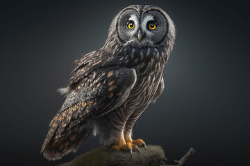 full body picture of a stunningly soft-coated owl with Generative AI technology