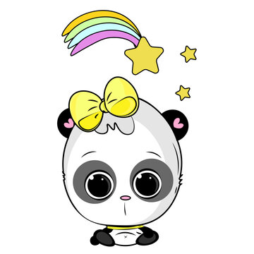 illustration of a cute panda with a bow