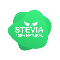 Stevia stamp or sticker on white background. Stevia label. Stevia sweetener. Sugar substitute. 100% natural stevia. Eco, organic and bio icon. Vector illustration