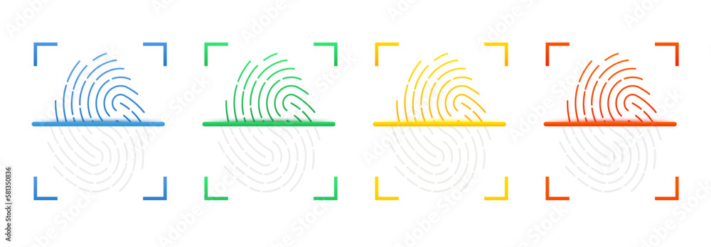 Poster fingerprint logo. security concept. digital authentication icon. biometric authorization. identifica