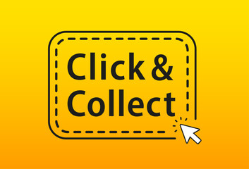 Click and collect icon. Concept online order. Design for ecommerce, internet orders, internet sales and retail. Click and Collect online shopping concept. Vector illustration