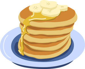 Banana pancakes. Vector isolated on a white background