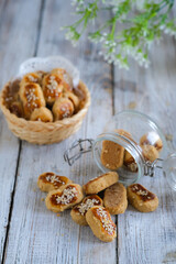 Fototapeta premium peanut cookies on a wooden table