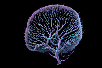 Image of the connections between neurons in the human brain. Generative AI