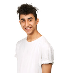 Fototapeta premium Youthful confidence. A cropped portrait of a happy young man, isolated on white.