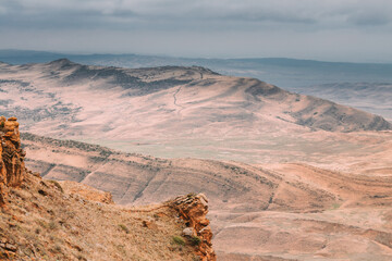 Autumn Landscape Desert Steppe. Concept Of Endless Expanses. Amazing View Of Alone. Desert Looks...