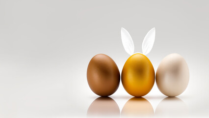 three easter eggs with Bunny Ears