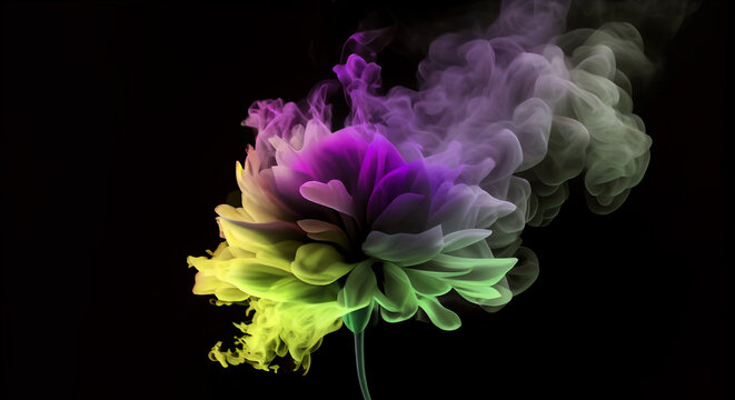 Generated image with AI, colorful smoke