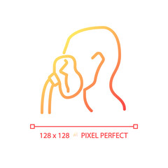 Oxygen mask pixel perfect gradient linear vector icon. Intensive care equipment. Emergency air for respiratory system. Thin line color symbol. Modern style pictogram. Vector isolated outline drawing