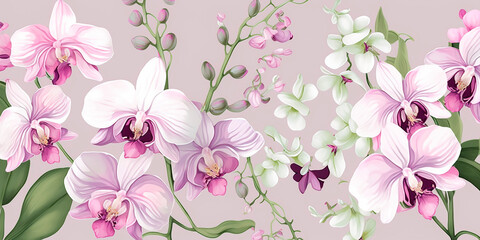 Pattern of spring and summer colors in pastel palette on light background, design summer background with space for text. Generative AI