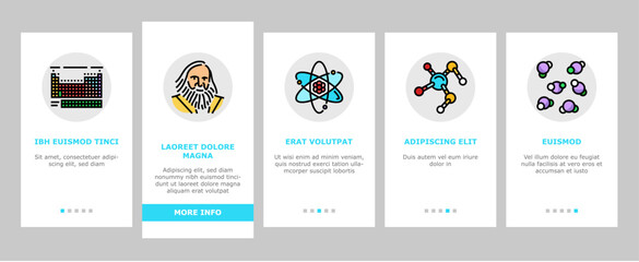 chemical science chemistry onboarding icons set vector