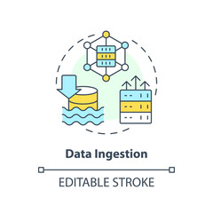 Data ingestion concept icon. Information transportation. Data lake key concept abstract idea thin line illustration. Isolated outline drawing. Editable stroke. Arial, Myriad Pro-Bold fonts used