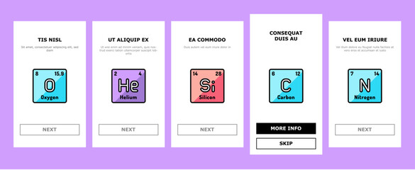 chemical science chemistry onboarding icons set vector