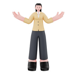 3D Character Businesswoman presenting confidently