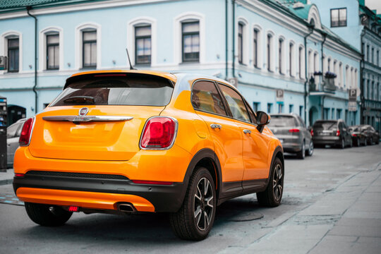 Vilnius, Lithuania - April 19, 2018: Fiat 500X or Type 334 is a front engined five door hatchback crossover sport utility vehicle manufactured by Fiat Chrysler Automobiles
