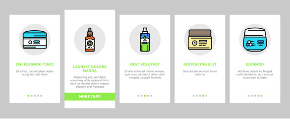 cream cosmetic product beauty onboarding icons set vector