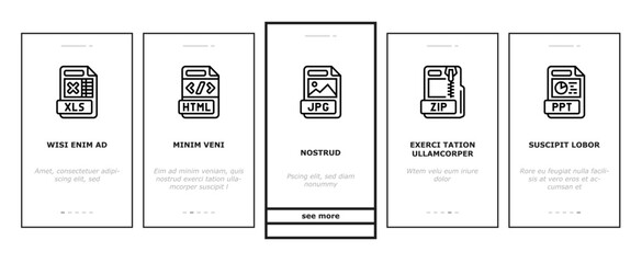 file format document onboarding icons set vector
