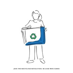 person with recycling advertisement