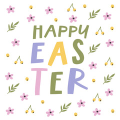 Happy Easter poster or greeting card. Modern minimal style.
