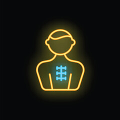 Cardiac surgeon person icon outline vector. Medicine care. Cardio patient neon color isolated on black
