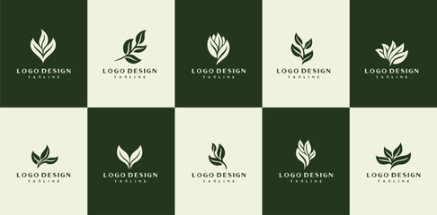Retro simple eco leaf logo design