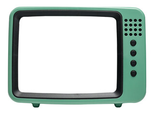 Mockup frame Green mint TV Retro style with blank screen using as frame mockup design isolated on white.