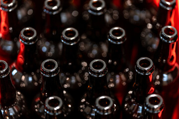 empty beer bottles in brewery